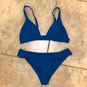 Blue bikini triangle swimsuit